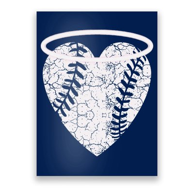Vintage Angel Baseball Heart With Halo Poster