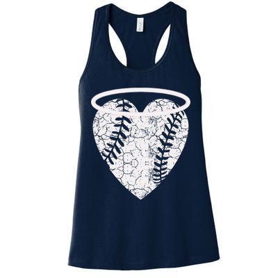 Vintage Angel Baseball Heart With Halo Womens Tank Top