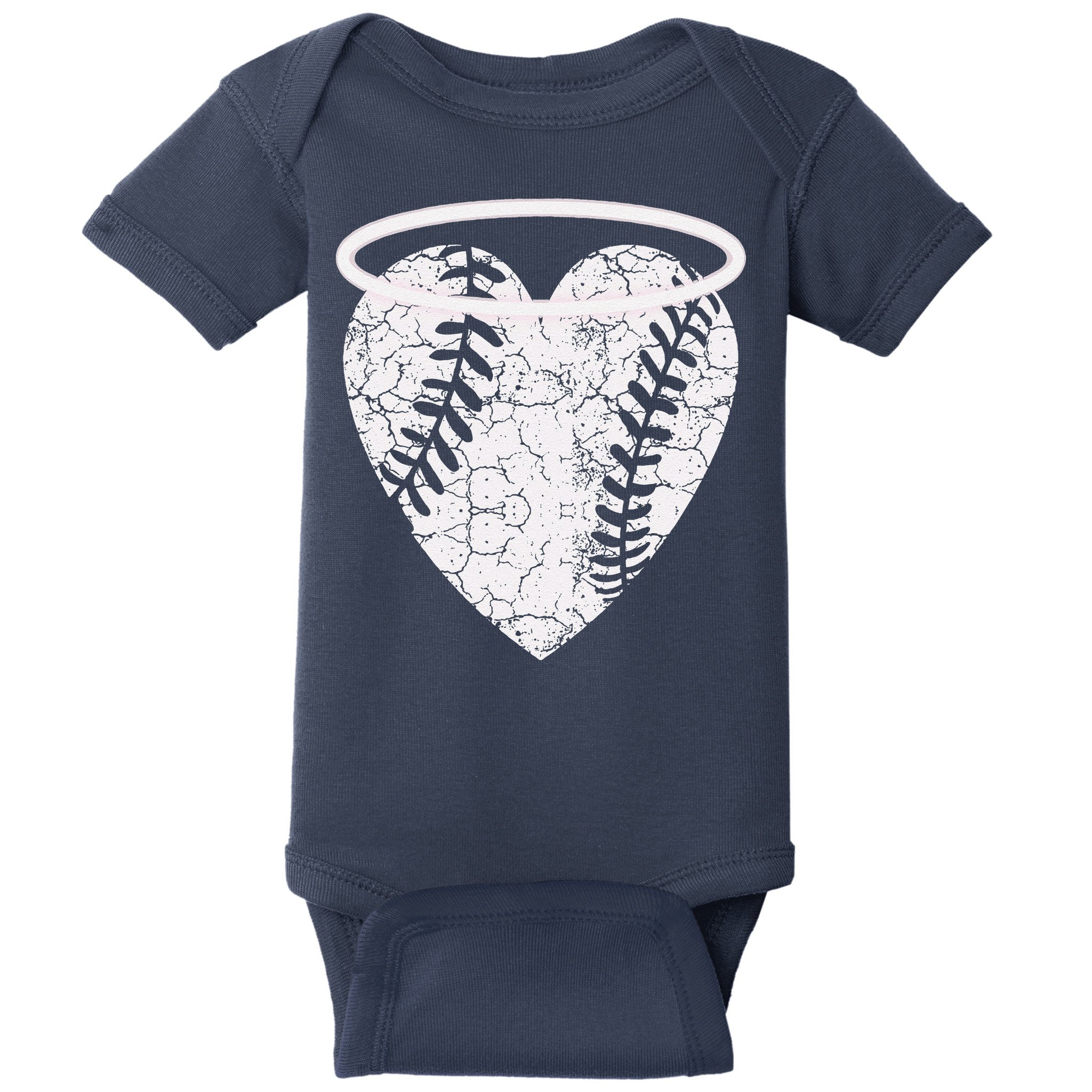 Vintage Angel Baseball Heart With Halo Baby Bodysuit