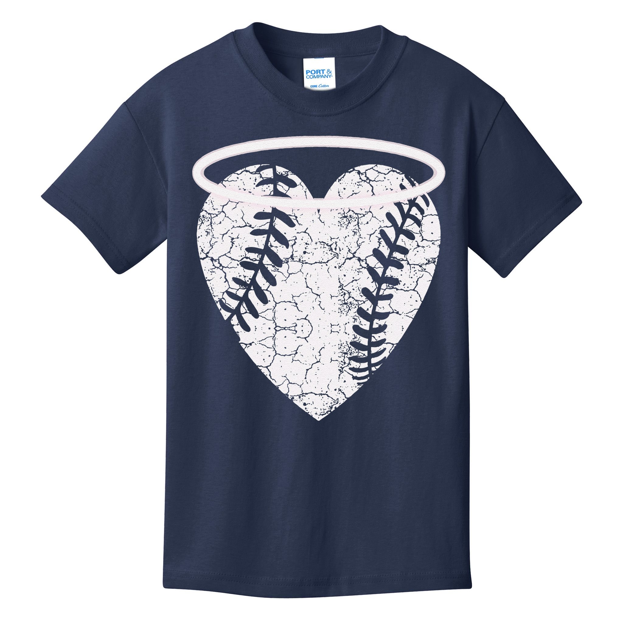 Vintage Angel Baseball Heart With Halo Kids T-Shirt