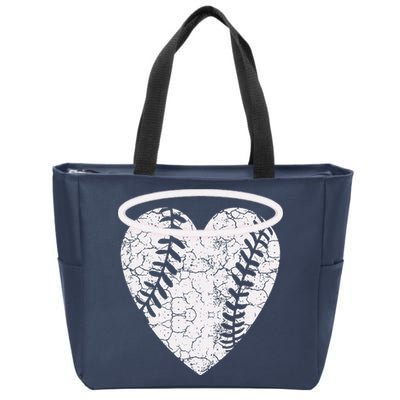 Vintage Angel Baseball Heart With Halo Zip Tote Bag