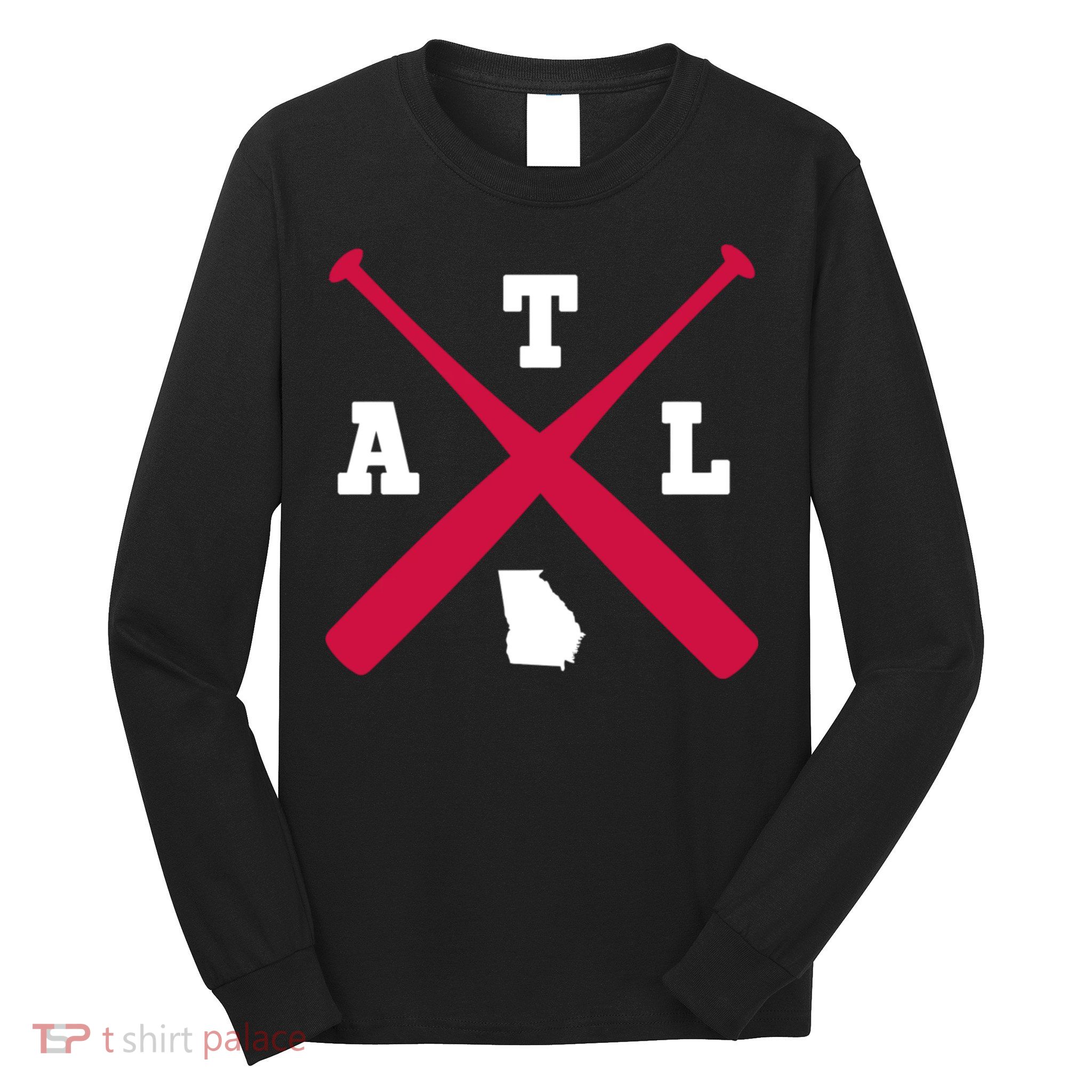 Vintage Atlanta Baseball Bats Georgia State Outlin Long Sleeve Shirt