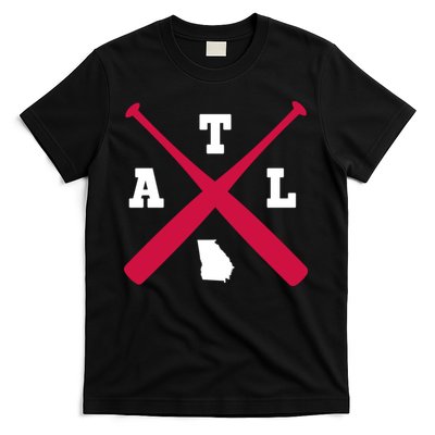 Vintage Atlanta Baseball Bats Georgia State Outlin T-Shirt