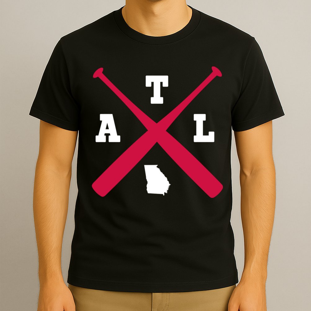 Vintage Atlanta Baseball Bats Georgia State Outlin T-Shirt