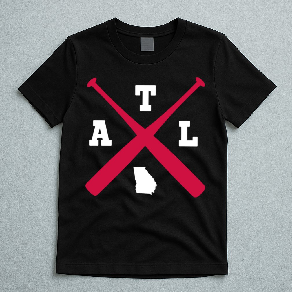 Vintage Atlanta Baseball Bats Georgia State Outlin T-Shirt