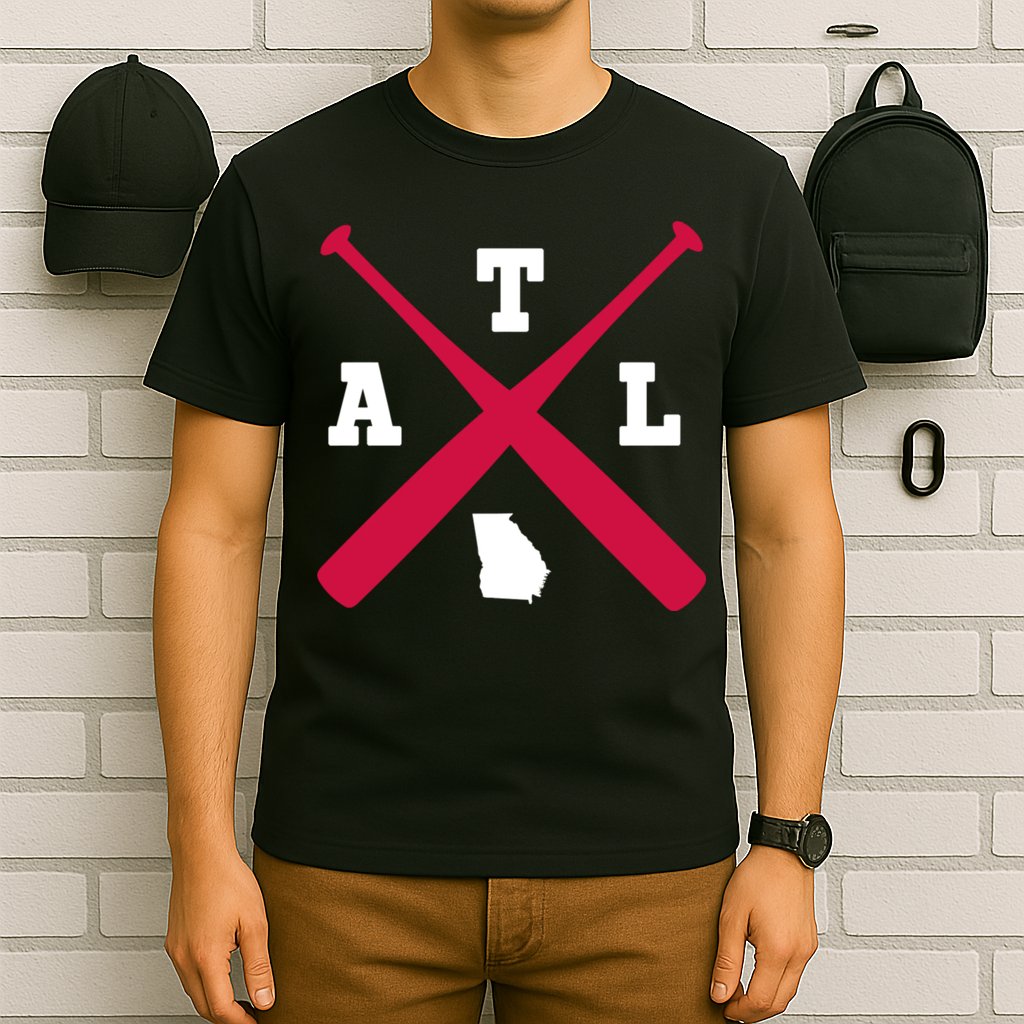 Vintage Atlanta Baseball Bats Georgia State Outlin T-Shirt