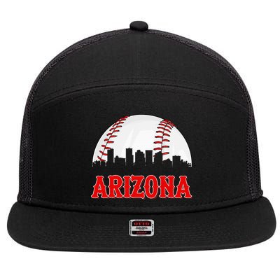 Vintage Arizona Baseball Player And Fans 7 Panel Mesh Trucker Snapback Hat