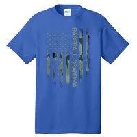 Vintage American Camo Flag Proud Baseball Grandma Silhouette Cool Gift Tall T-Shirt