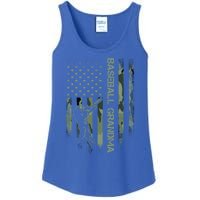 Vintage American Camo Flag Proud Baseball Grandma Silhouette Cool Gift Ladies Essential Tank