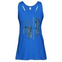 Vintage American Camo Flag Proud Baseball Grandma Silhouette Cool Gift Ladies Essential Flowy Tank