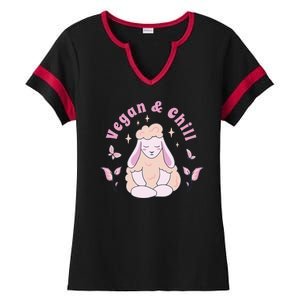 Vegan And Chill Sheep Ladies Halftime Notch Neck Tee