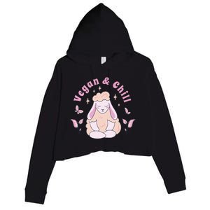 Vegan And Chill Sheep Crop Fleece Hoodie