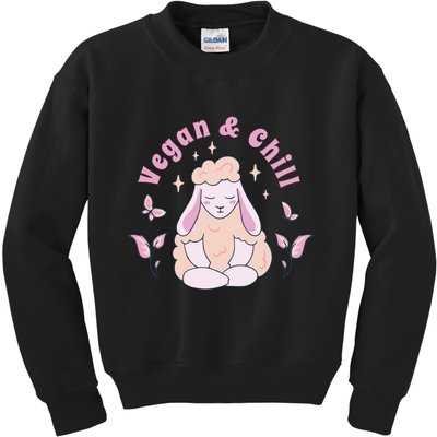 Vegan And Chill Sheep Kids Sweatshirt