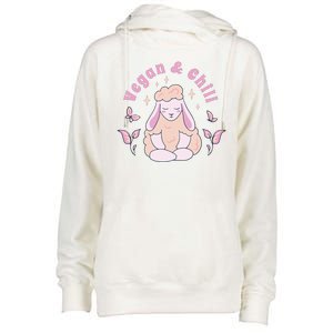 Vegan And Chill Sheep Womens Funnel Neck Pullover Hood