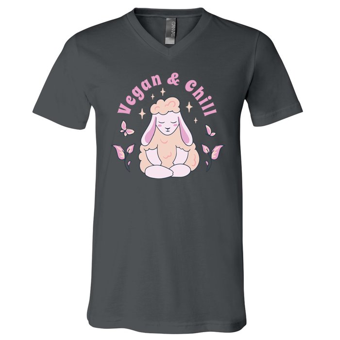 Vegan And Chill Sheep V-Neck T-Shirt