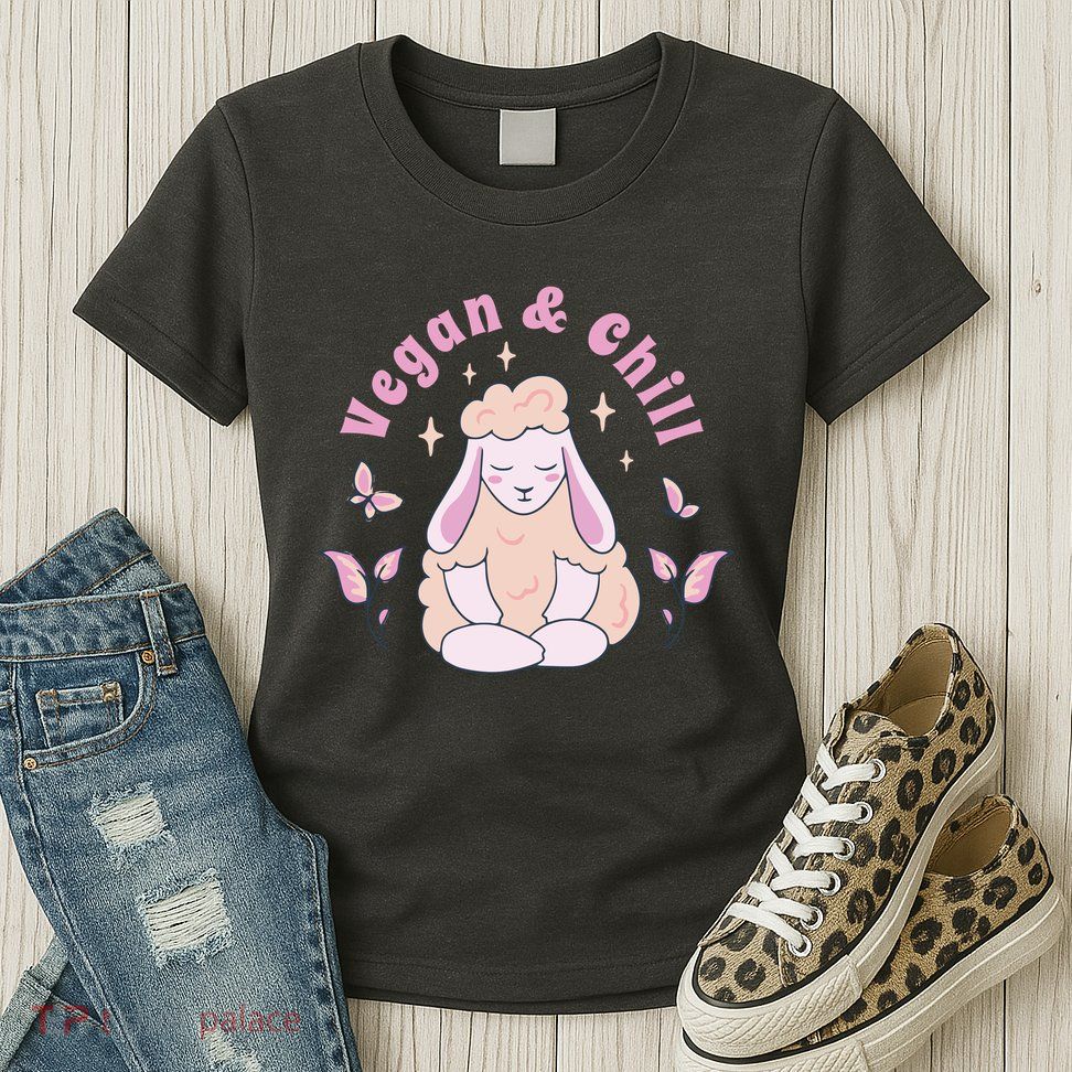 Vegan And Chill Sheep Womens T-Shirt