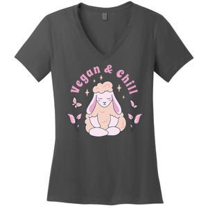 Vegan And Chill Sheep Women's V-Neck T-Shirt