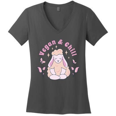 Vegan And Chill Sheep Women's V-Neck T-Shirt