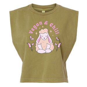 Vegan And Chill Sheep Garment-Dyed Women's Muscle Tee