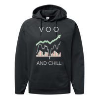 Voo And Chill Funny Wall Street Investing Funny Trading Joke Performance Fleece Hoodie