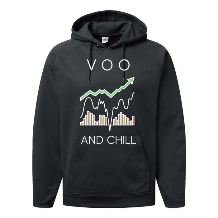 Voo And Chill Funny Wall Street Investing Funny Trading Joke Performance Fleece Hoodie