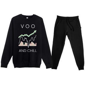 Voo And Chill Funny Wall Street Investing Funny Trading Joke Premium Crewneck Sweatsuit Set