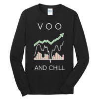 Voo And Chill Funny Wall Street Investing Funny Trading Joke Tall Long Sleeve T-Shirt