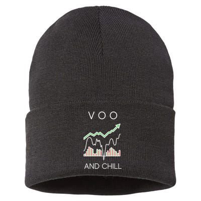 Voo And Chill Funny Wall Street Investing Funny Trading Joke Sustainable Knit Beanie