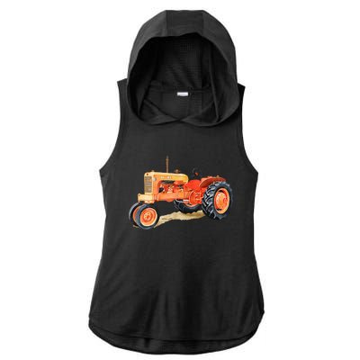 Vintage Allis Chalmers Wd45 Tractor Ladies PosiCharge Tri-Blend Wicking Draft Hoodie Tank