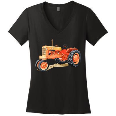 Vintage Allis Chalmers Wd45 Tractor Women's V-Neck T-Shirt