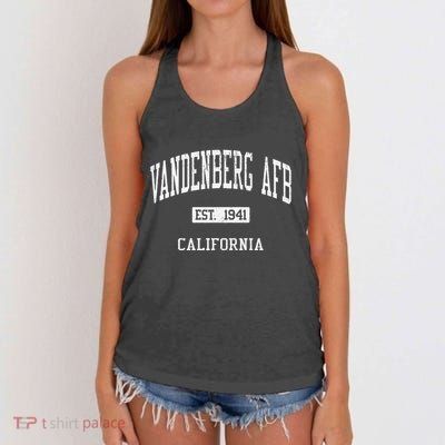 Vandenberg Afb California Ca Js04 Vintage Athletic Sports Women's Knotted Racerback Tank