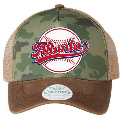 Vintage Atlanta Cityscape Baseball Lover Player And Fans Legacy Tie Dye Trucker Hat