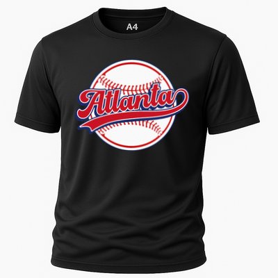 Vintage Atlanta Cityscape Baseball Lover Player And Fans Performance Shirt