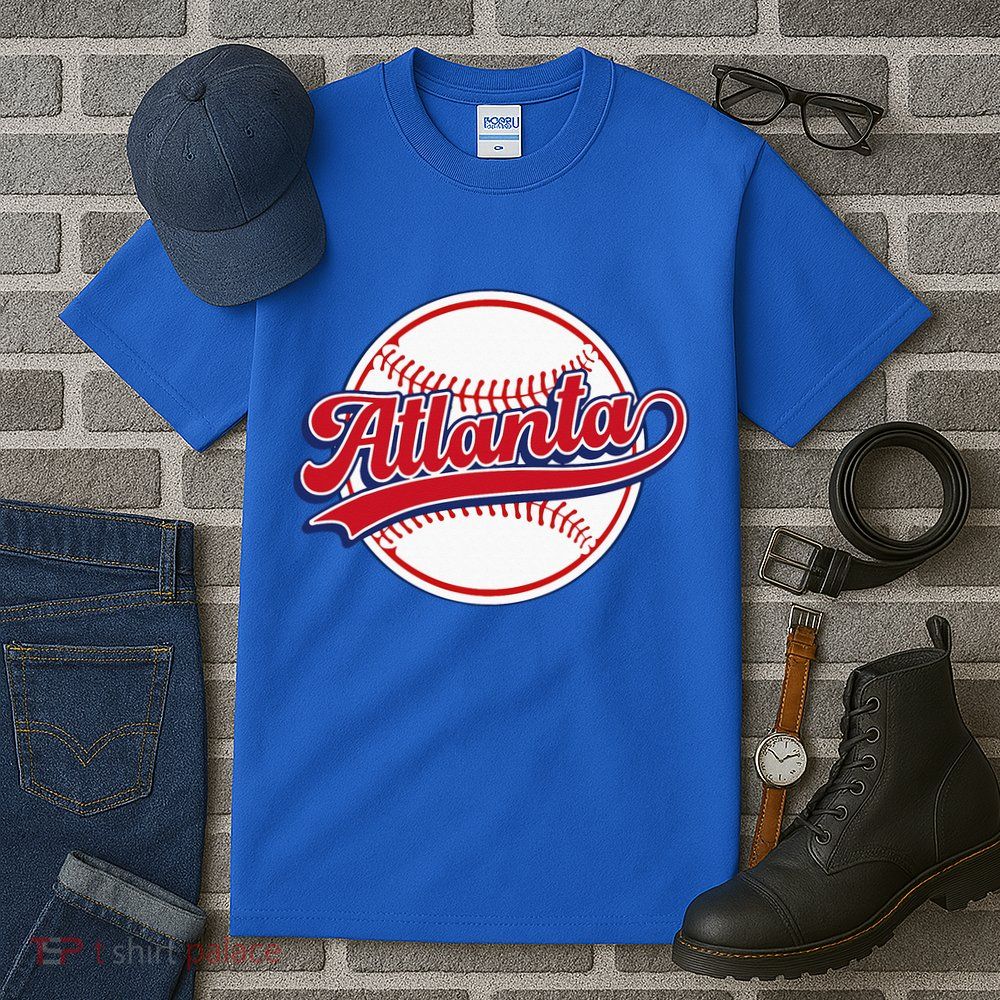 Vintage Atlanta Cityscape Baseball Lover Player And Fans Tall T-Shirt