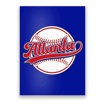 Vintage Atlanta Cityscape Baseball Lover Player And Fans Poster