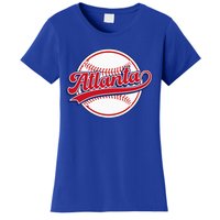 Vintage Atlanta Cityscape Baseball Lover Player And Fans Women's T-Shirt