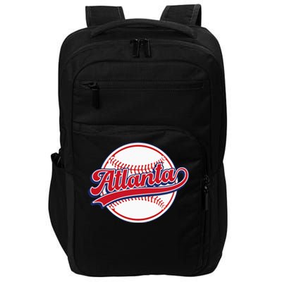 Vintage Atlanta Cityscape Baseball Lover Player And Fans Impact Tech Backpack