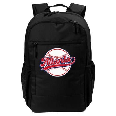 Vintage Atlanta Cityscape Baseball Lover Player And Fans Daily Commute Backpack