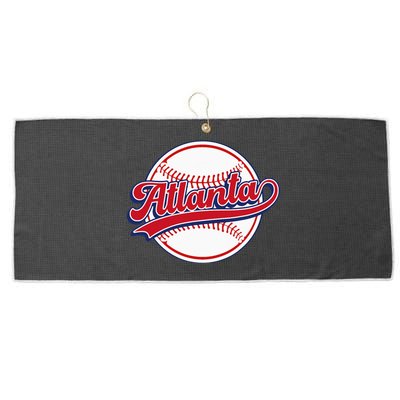 Vintage Atlanta Cityscape Baseball Lover Player And Fans Large Microfiber Waffle Golf Towel