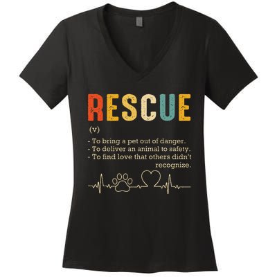 Vintage Adoption Cat Rescue Women Men Cat Mom Cat Dad Women's V-Neck T-Shirt