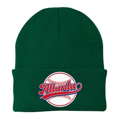 Vintage Atlanta Cityscape Baseball Lover Player And Fans Knit Cap Winter Beanie