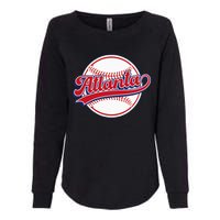 Vintage Atlanta Cityscape Baseball Lover Player And Fans Womens California Wash Sweatshirt