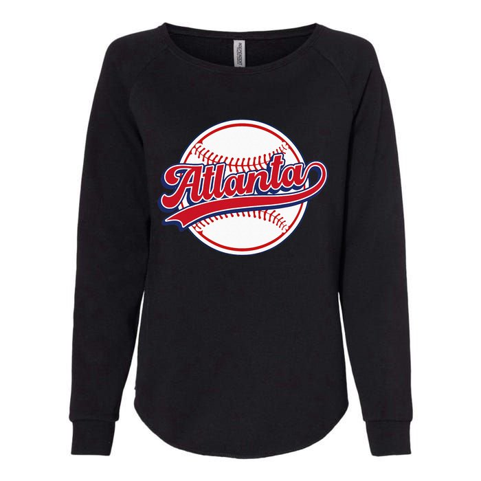 Vintage Atlanta Cityscape Baseball Lover Player And Fans Womens California Wash Sweatshirt