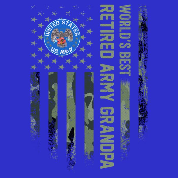 Vintage American Camo Flag Worlds Best Retired Army Grandpa Cute Gift Kids T-Shirt
