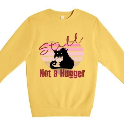 Valentine Angry Cat Still Not A Hugger No Hugs Please Premium Crewneck Sweatshirt