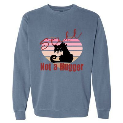 Valentine Angry Cat Still Not A Hugger No Hugs Please Garment-Dyed Sweatshirt