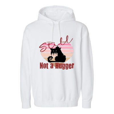 Valentine Angry Cat Still Not A Hugger No Hugs Please Garment-Dyed Fleece Hoodie