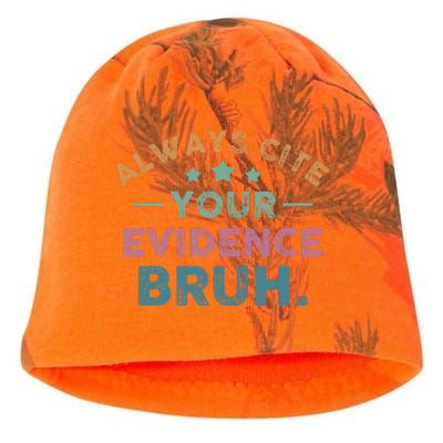 Vintage Always Cite Your Evidence Bruh Funny English Teacher Kati - Camo Knit Beanie