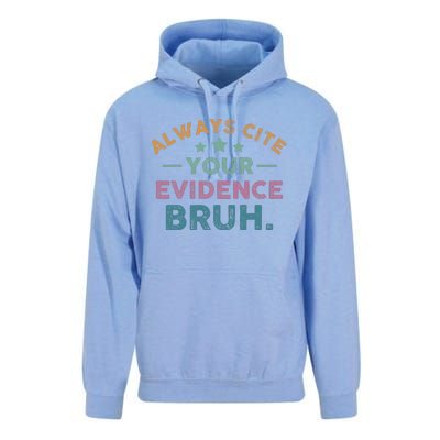 Vintage Always Cite Your Evidence Bruh Funny English Teacher Unisex Surf Hoodie