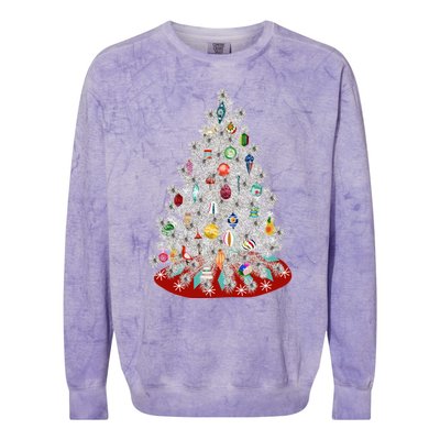 Vintage Aluminum Christmas Tree Colorblast Crewneck Sweatshirt